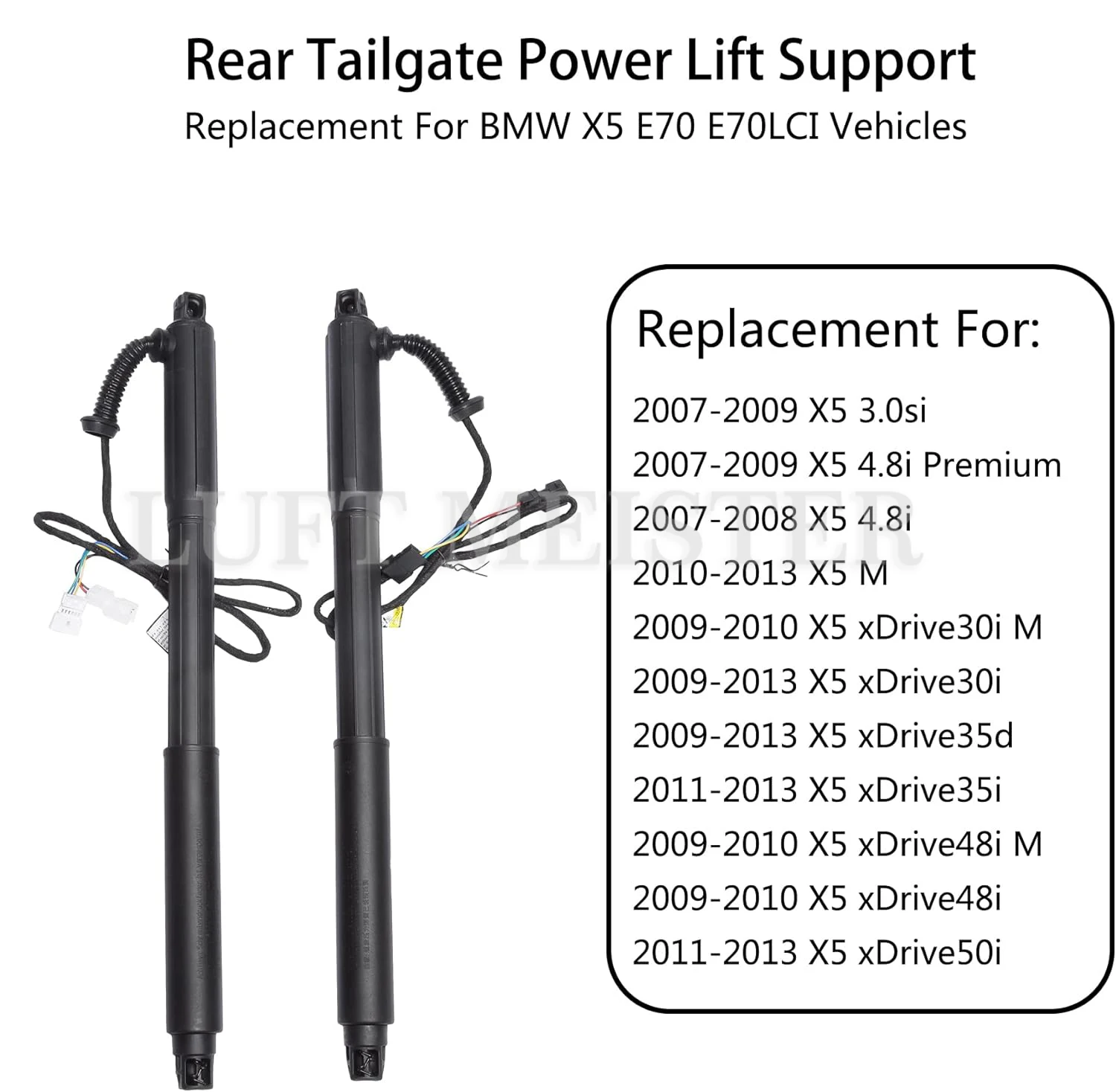 2pcs Left &Right Electric Tailgate Lift Supports Struts For BMW X5 E70 2007-2013 51247332695 51244887651 51247332696