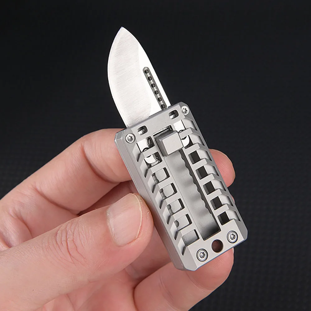 EDC Mini Sliding Blade Knives Stainless Steel D2 Small Pocket Knife For Men Or Women Cool Sharp Keychain Knofe For Self Defense