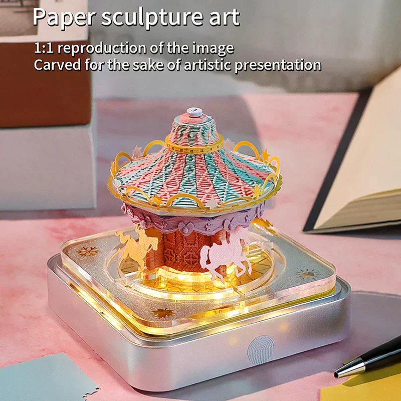 

3D блокнот-календарь 2025, модель каруселя, 3D художественный блокнот, нелипкие листы, бумажные заметки, офисные аксессуары, подарок на Рождество и день рождения