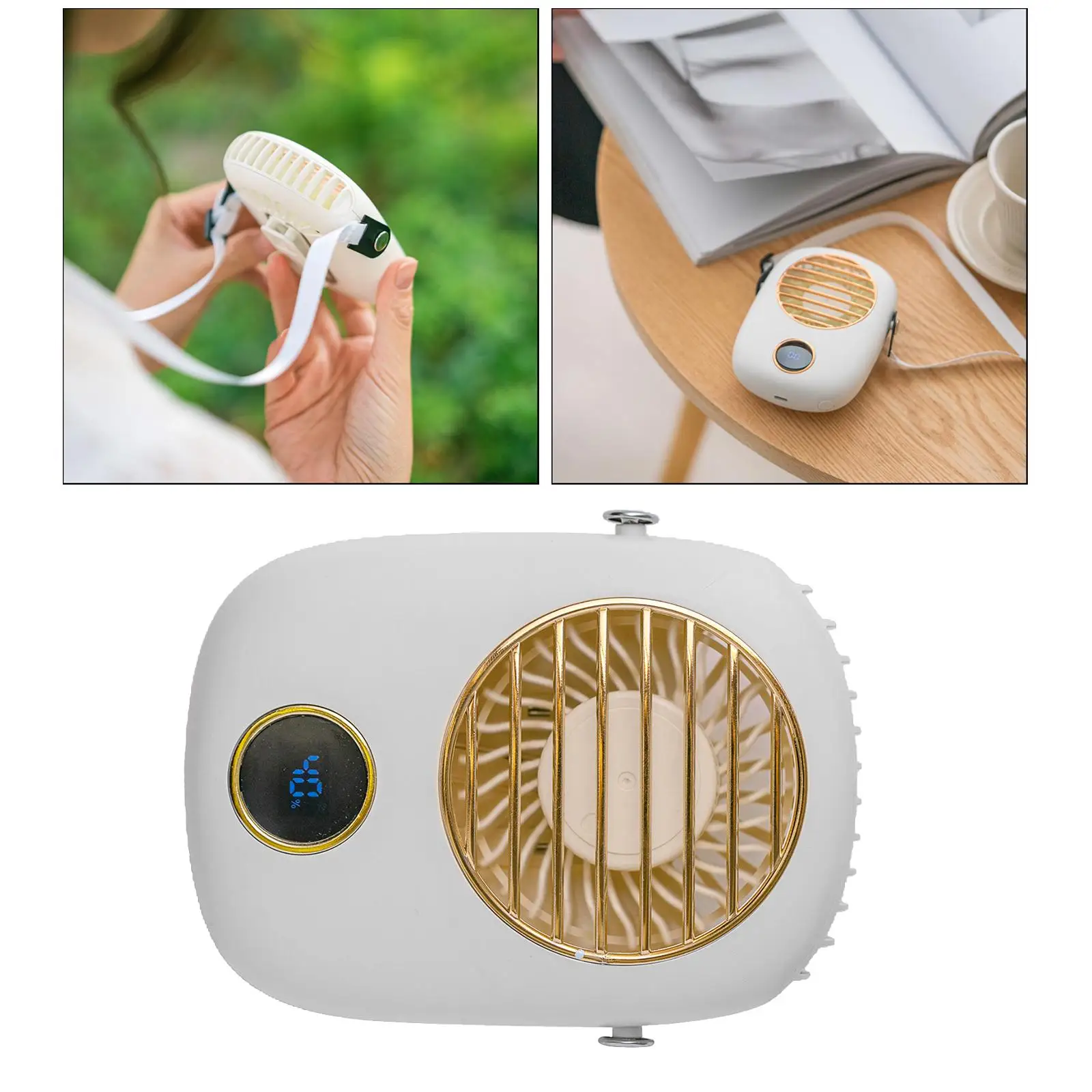 Portable Hanging Waist Desk Fan USB Rechargeable Necklace Fan with Adjustable Lanyard Personal Fan