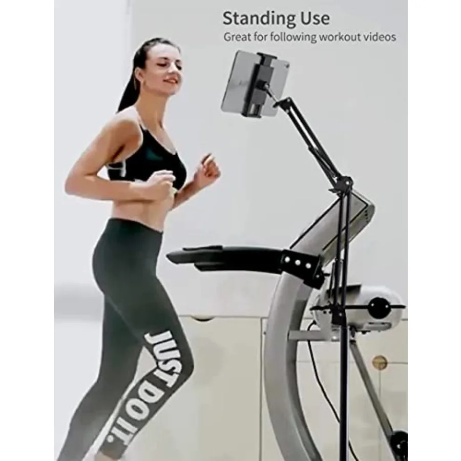 Supporto da pavimento per tablet con base a doppio peso Supporto per telefono da letto sospeso Supporto per supporto estensibile con braccio regolabile in altezza Compatibile con