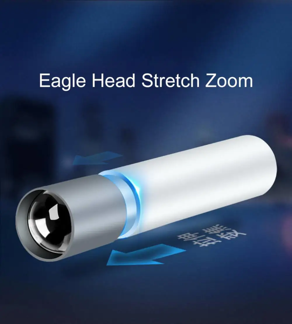 Mini Flashlight USB Rechargeable Strong Light Flashlight Waterproof Telescopic Powerful Torch Lamp Zoom Portable Torch Outdoor