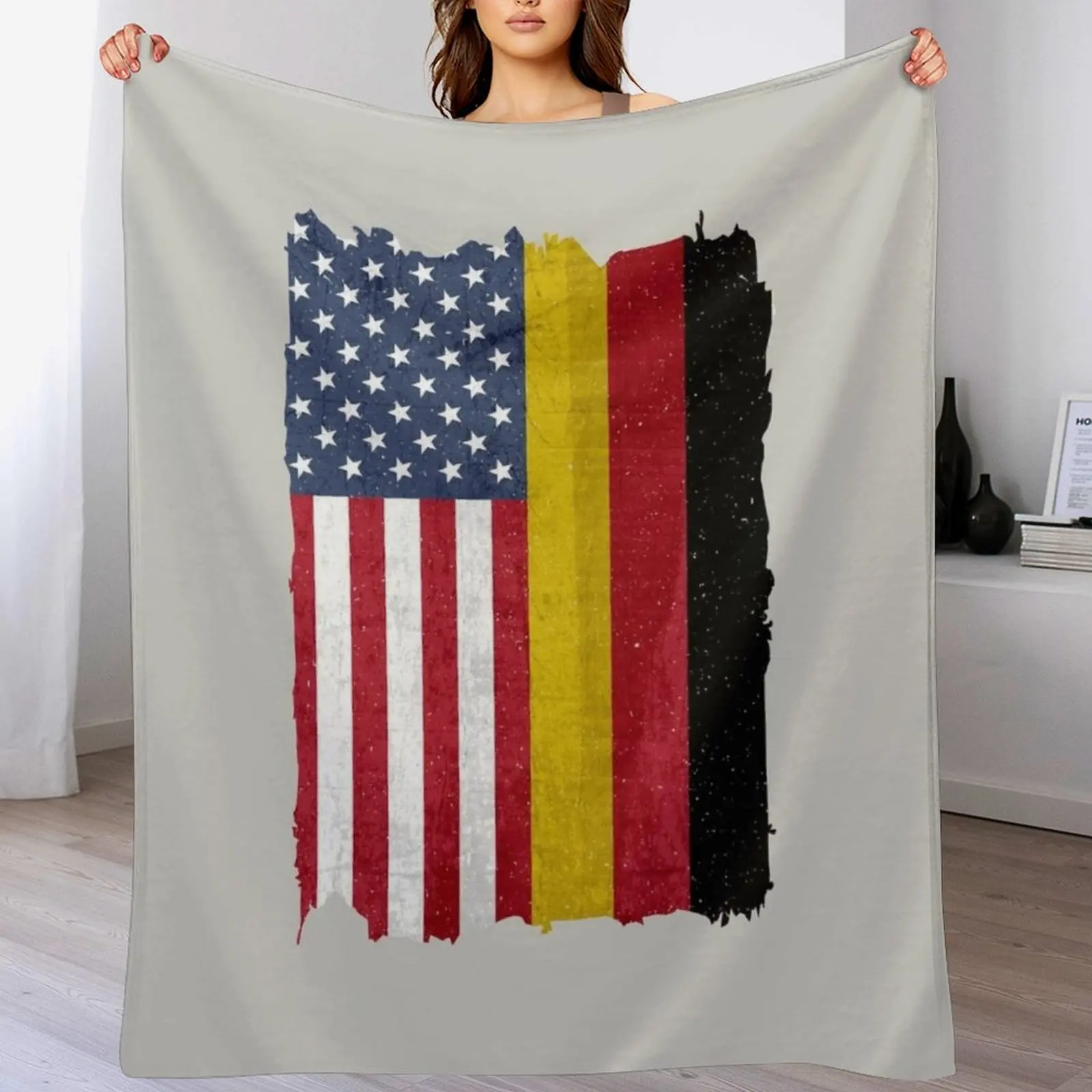 United States with Germany Flag Mix US and German Country Flags Throw Blanket