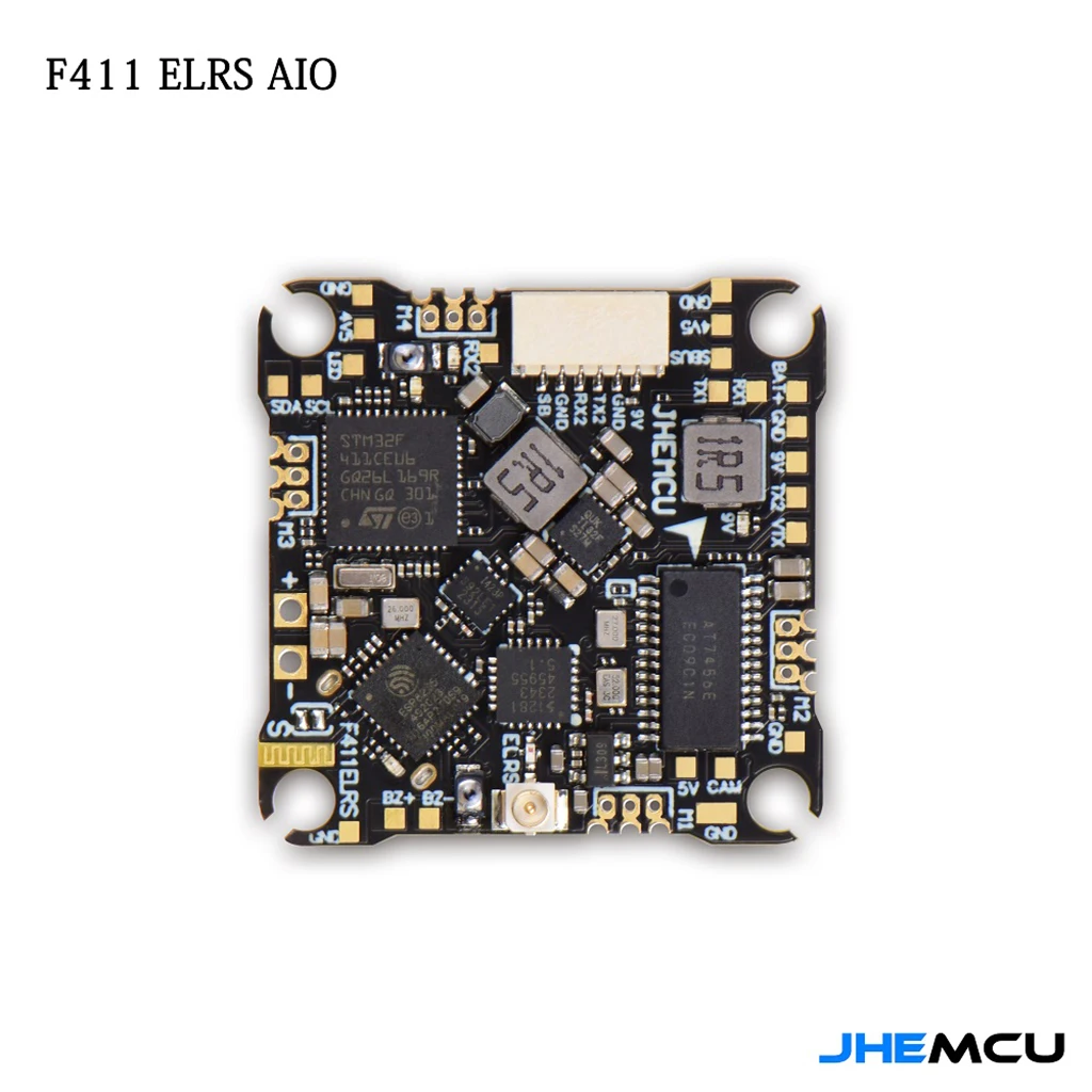 

JHEMCU F411ELRS AIO Контроллер полета ICM42688-P OSD blheli _ S 1-2S 12A 4 в 1 ESC ELRS 2,4G M3 x мм для FPV квадрокоптера