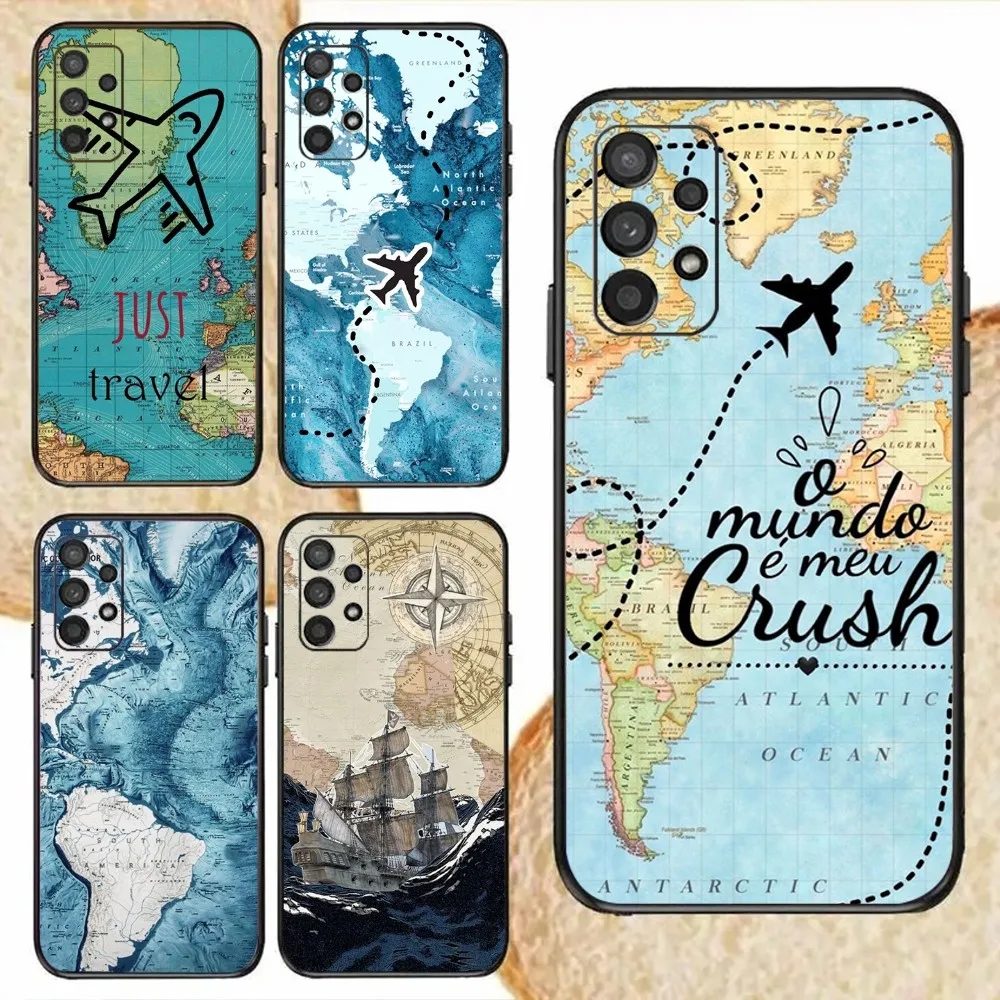 

World Map Travel Plans Phone Case For Samsung Galaxy,S20,S21,S22,S23,Fe,Lite,Plus,Ultra,Note Shell