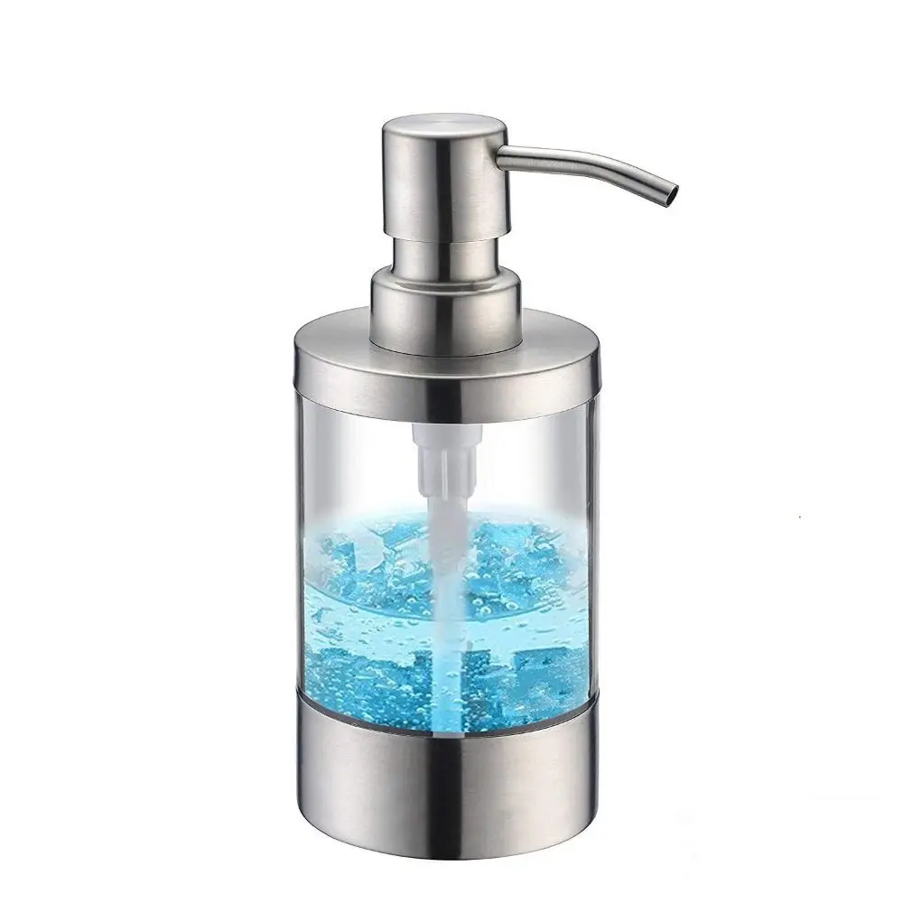 

350ml Capacity Hand Sanitizer Dispenser 304 Stainless Steel Press Type Manual Shower Gel Dispenser Refillable Design Manual Pump