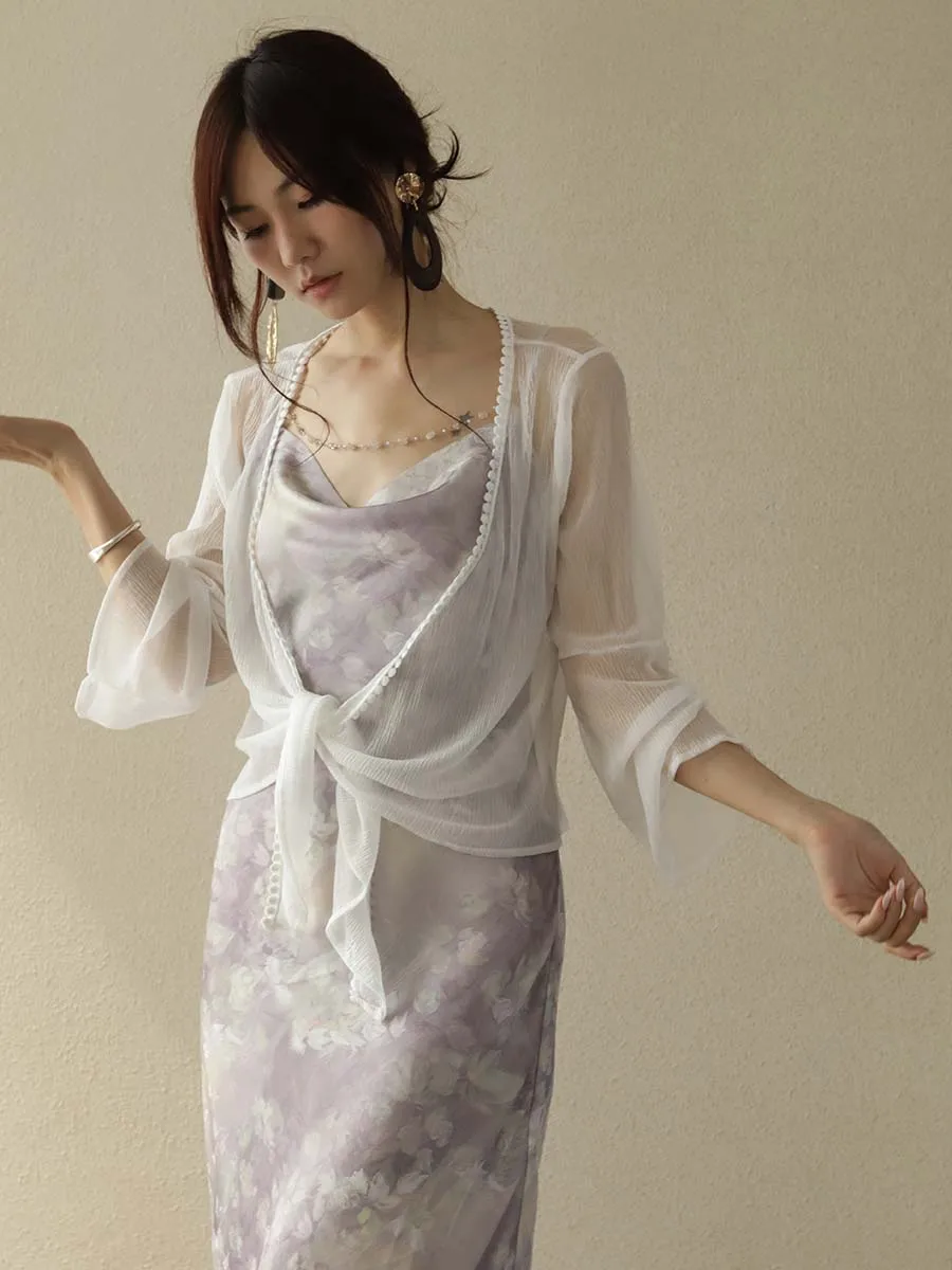 

Mzomxo Women's Lace Trim Thin Semi-Transparent Long Sve Cardigan Breathable Summer New Sle Versatile Skin-friendly Cover up