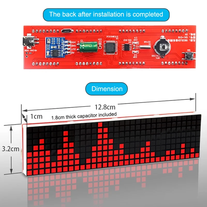 Electronic Welding Pick Up Rhythm Light LED Music Spectrum Kit Dot Matrix Clock DIY Parts