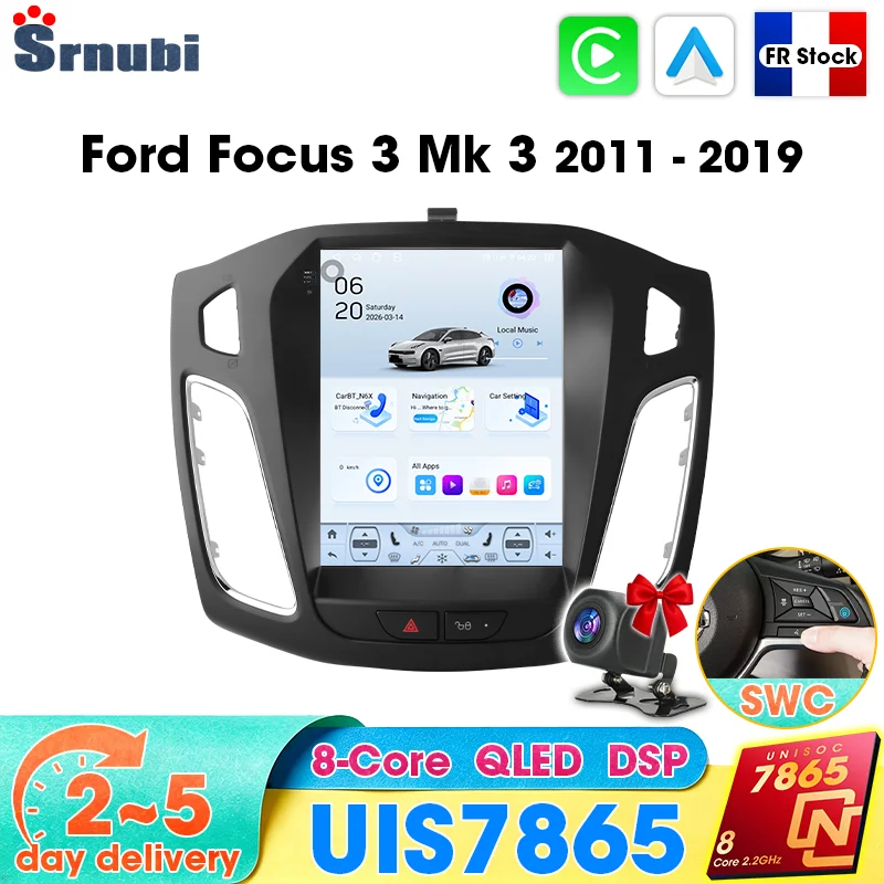 Autoradio 2 Din 9 pouces Carplay Android Auto pour Ford Focus 3 Mk 3 2011 2012 - 2019 Lecteur multimédia Navigation GPS UIS7865 8 cœurs 4G WIFI DSP Audio Écran QLED Bluetooth 5.4 Écran d'affichage RDS Plug and Play