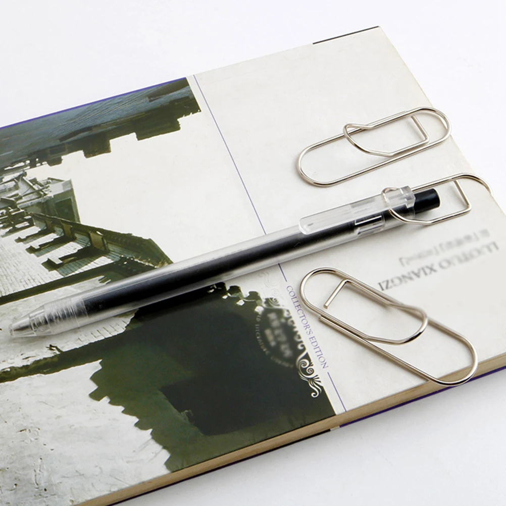 

8Pcs Portable Metal Paper Clip Multi-Purpose Organizer for Documents Notes Cards Creative Shape Silver Pen Spring Clip