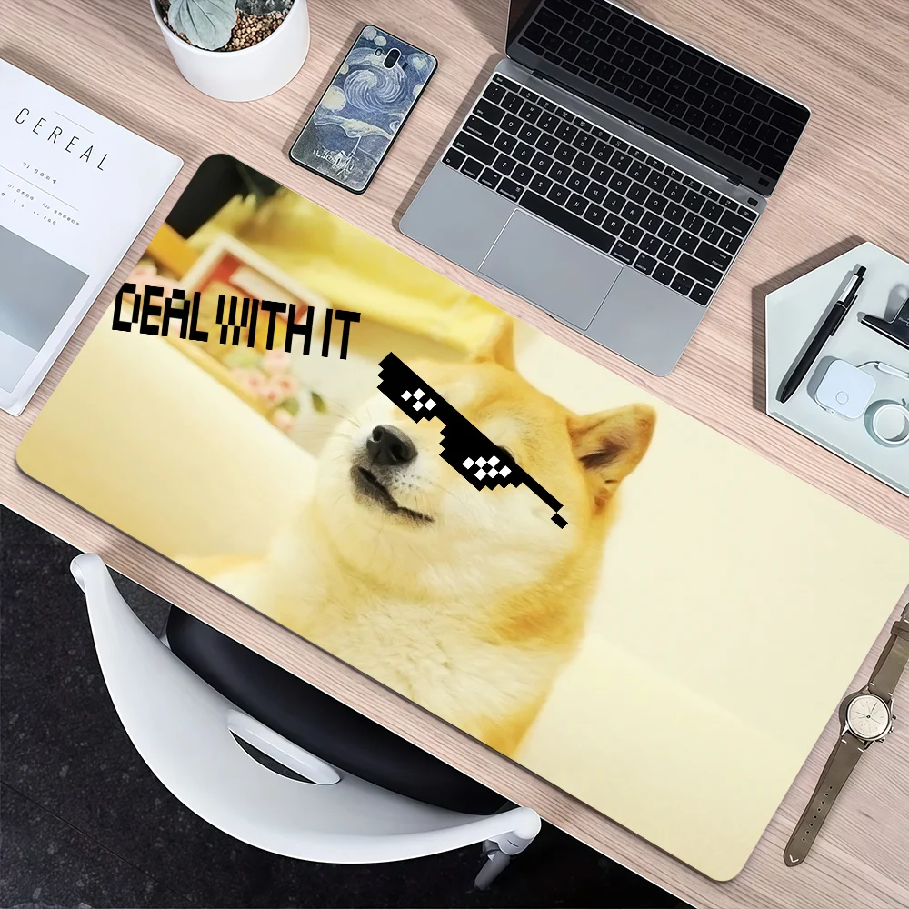 

Забавный коврик для мыши с эмодзи Doge S-Shiba Inu M-Meme, большой, нескользящий, утолщенный, с прошитыми краями, для игр, офиса и учебы