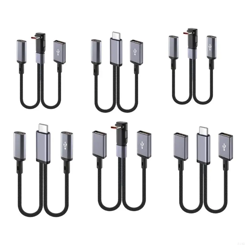 Short 20cm Type C Y Cable Splitter Adapter Cord Line 66W Fast Charging Nylon Braided for Car Charging Laptop F19E