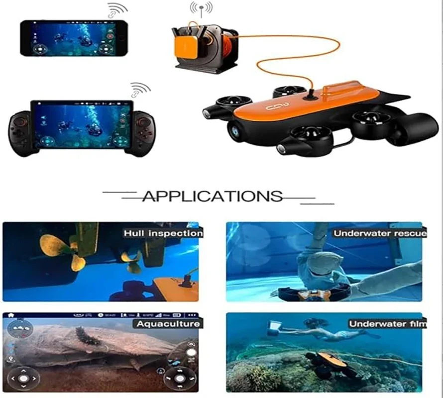 GENEINNO 150M Tether Titan Professional Underwater Drone ROV AUV Robot with 4K UHD Camera for Detection, Recording,Salvage work