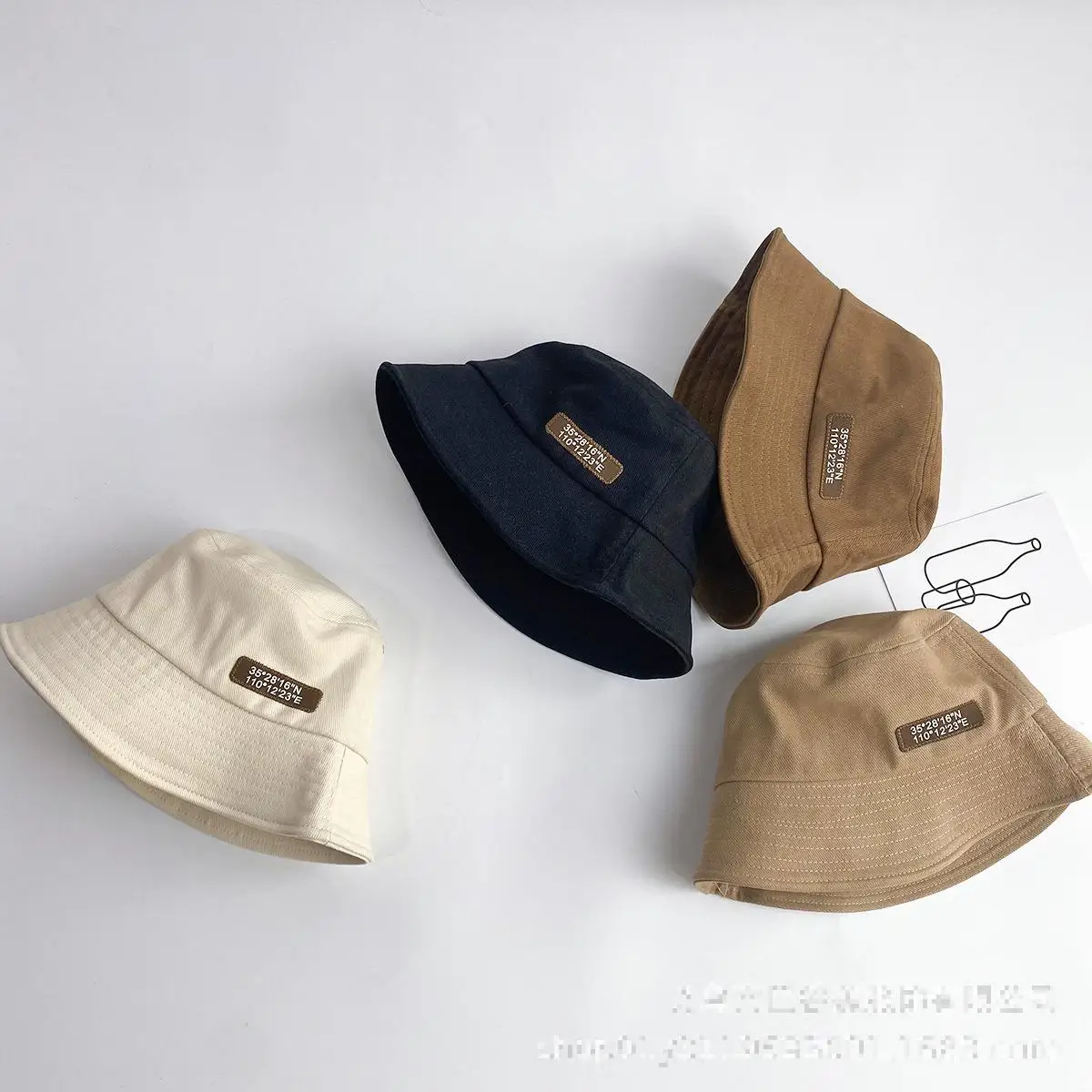 

Japanese Personalized Labeling Letter Children's Fisherman Hat Traveling Cloth Boy Girl Baby Bucket Hat Basin Hat