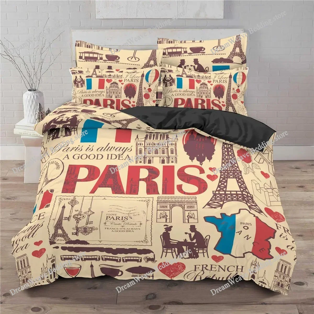 

Eiffel Tower Duvet Cover Set King Polyester Eiffel Tower At Sunset Paris Theme Bedding Set Romantic France Quilt Cover for Adult