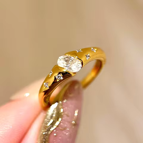 OEVAS 4*6MM Oval Cut Moissanite Ring S925 Sterling Silver 18K Gold Lab Diamond Star Planet Band For Women Party Fine Jewelry