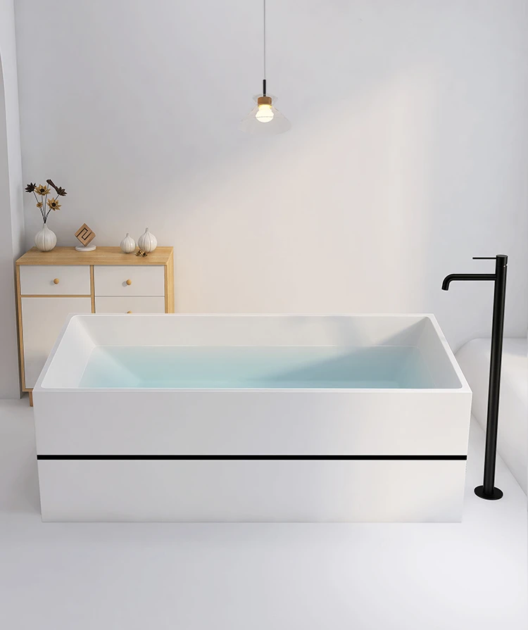 

light luxury, free-standing black and white simple small apartment, square bathtub is soaked to the shoulder 1-1.7 meters