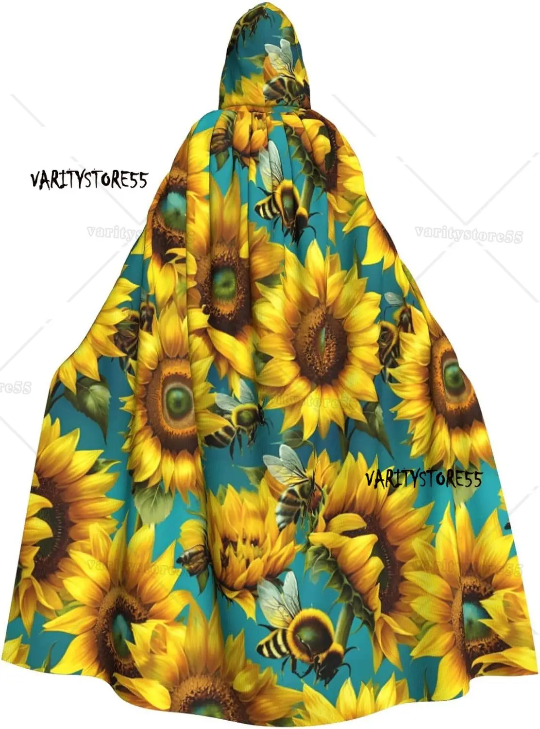 

Sunflower Bees Print Unisex Hooded Cape Perfect For Halloween Role Play Costumes
