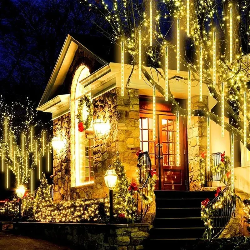 1/2/3/4Set Meteor Shower Rain LED Fairy String Lights Festoon Street Garland Christmas Decorations for Home Outdoor New Year