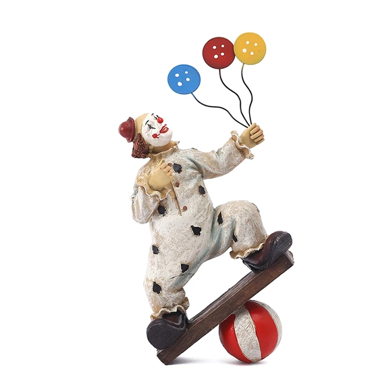 Creatives Clown Circus Statues, Clown Ornaments Home Decor Resin Sculpture, Handmade Crafts Collectible Art Figures-C Durable