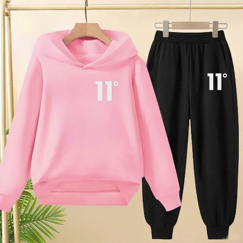 

2 шт., брендовая толстовка + брюки, спортивные костюмы, детские повседневные уличные костюмы с принтом на осень и весну, милая одежда для мальчиков и девочек от 2 до 13 лет