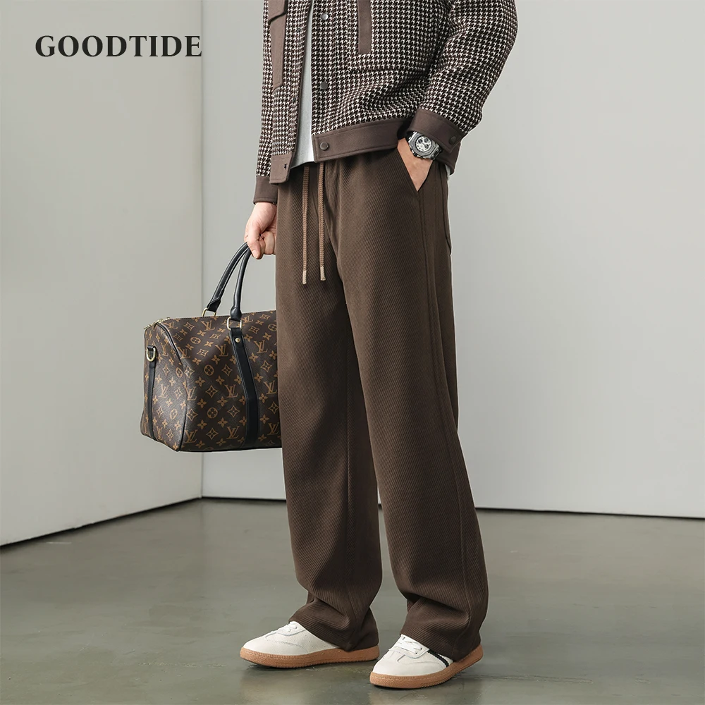 

Fashion Men's Retro Casual Pants 2025 Four Seasons New Elastic Waist Drawstring Design Loose Straight Versatile Pants Size M-4XL