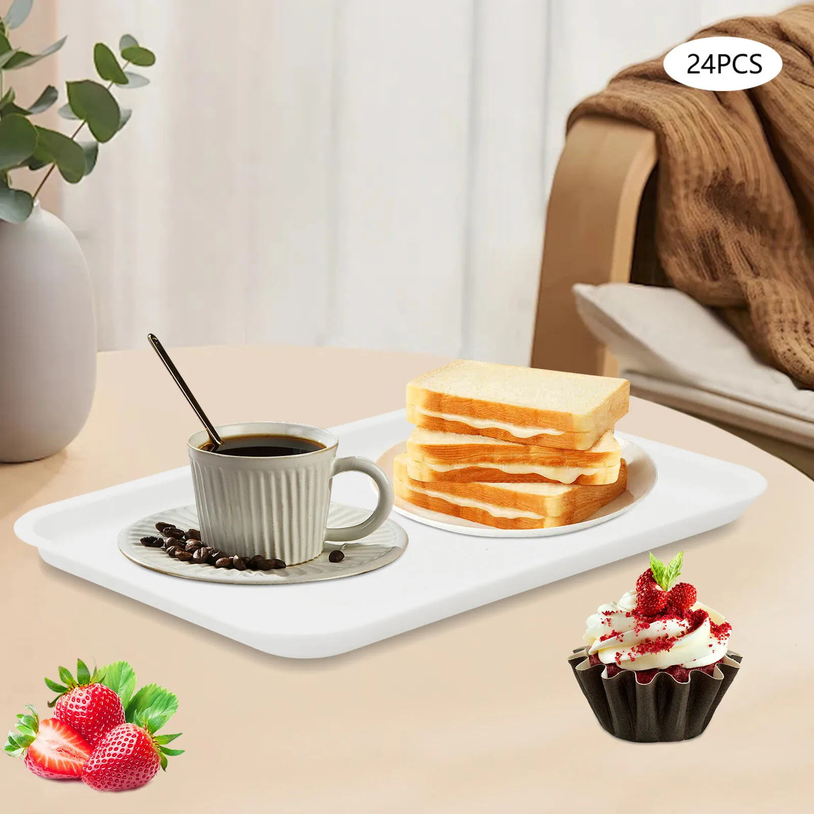 

Поднос для фастфуда 13,39*9,45 дюймов, многоразовый универсальный сервировочный поднос, белый