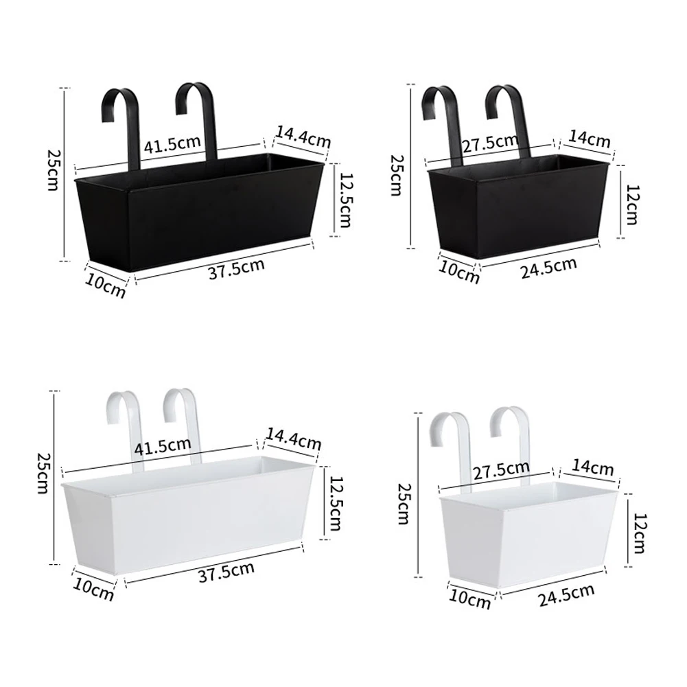 Hanging Metal Flower Pots 2pcs Iron Material with Detachable Hooks for Balcony For Fence Wall Mount Decoration