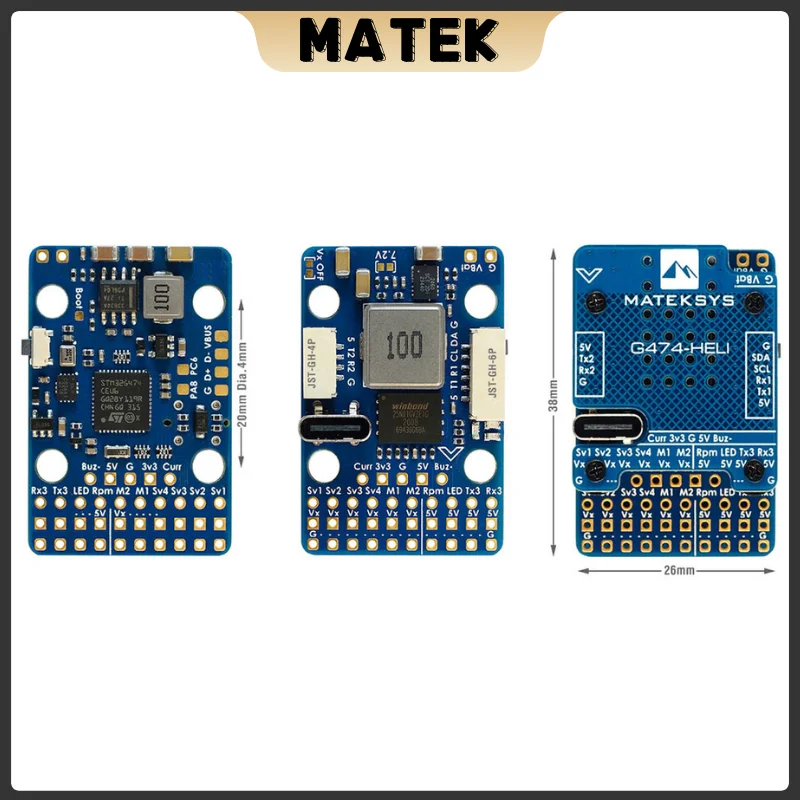 MATEKSYS G474-HELI RC เฮลิคอปเตอร์ FLYBARLESS CONTROLLER 2-6S LIPO ในตัว STM32G474/ICM42688P/SPL06L/2x BEC/เฟิร์มแวร์ Rotorflight