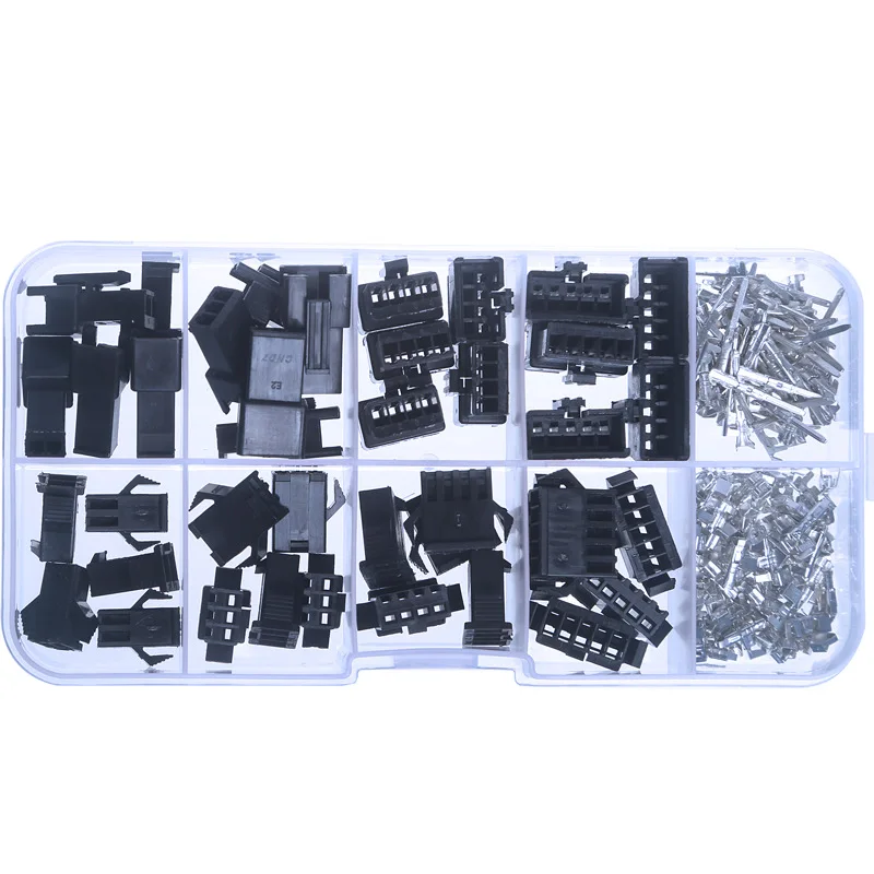 200PCS 2.54mm Pitch 2/3/4/5Pin JST SM Connectors Male and Female Header Plug Housing Pin Connectors Crimp Terminal Adapter