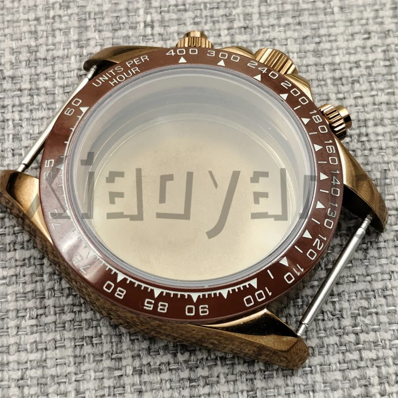 39mm VK63 Quartz Chronograph Coffee Bronze Watch Case Sapphire