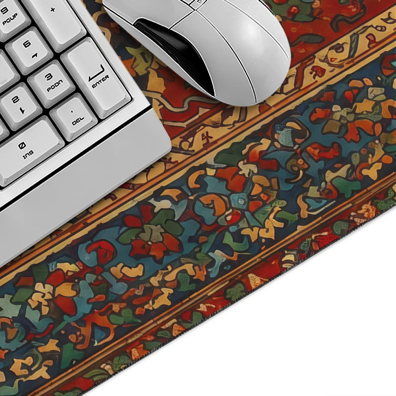 Mouse Pad Vintage Red Floral Rug Gaming printon demand Home Mousepad XXL Mechanical Keyboard Pad Natural Rubber Carpet Table Mat