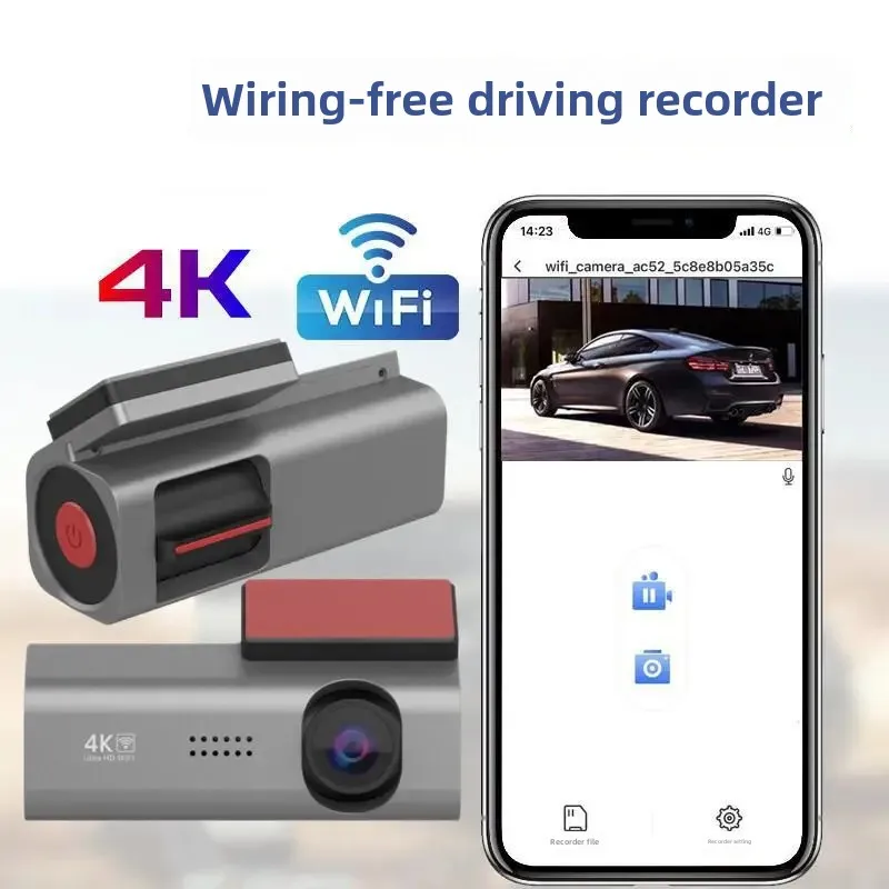 4K Wireless WiFi Dash Cam Cross-Border Cycling Recording Screenless Red Light Camera Car Mounted Recorder For Road Safety