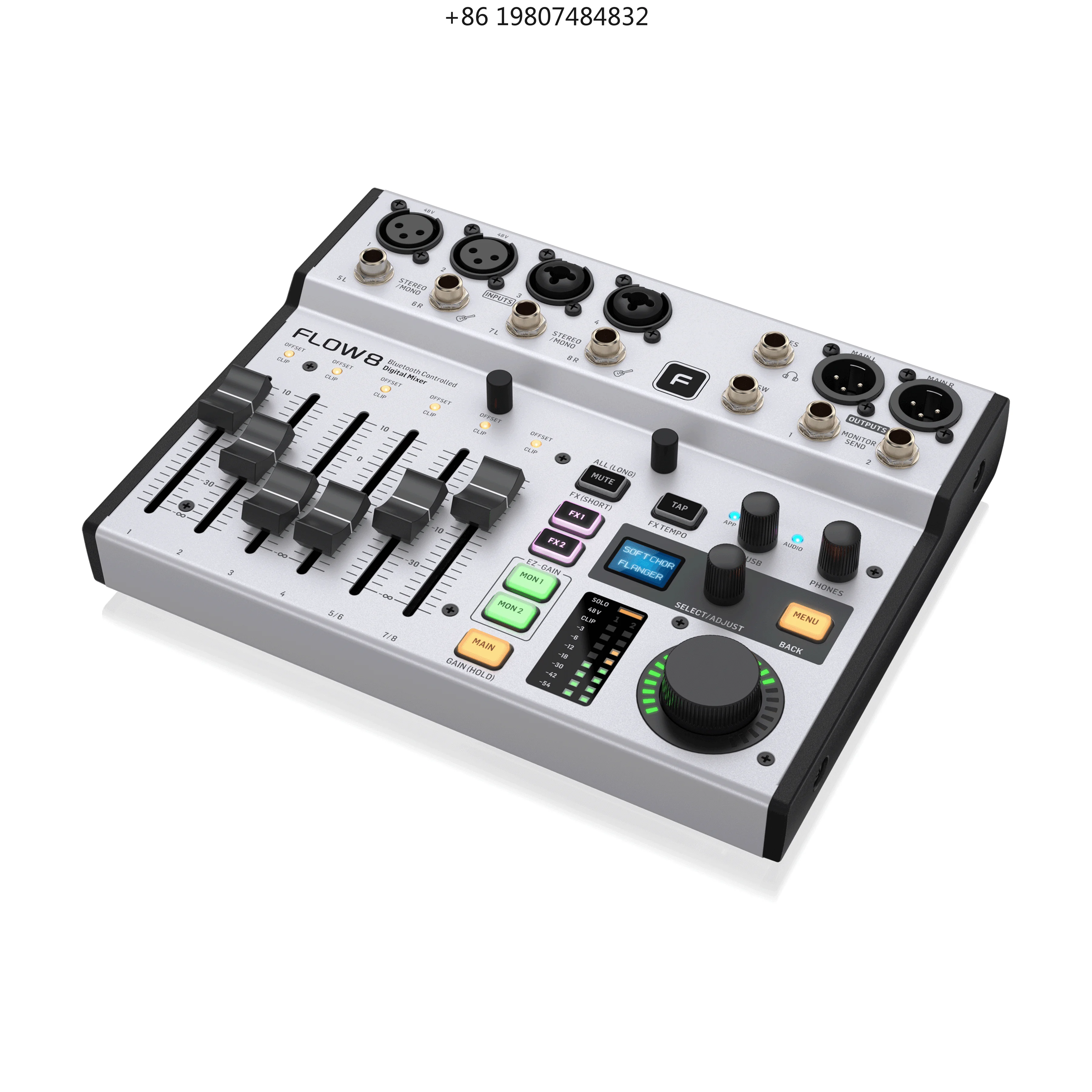 

Phantom Power 16 Effects 8-Channel USB/Bluetooth Digital Mixer Professional Audio Equipment Live Audio Sound Card with 48V