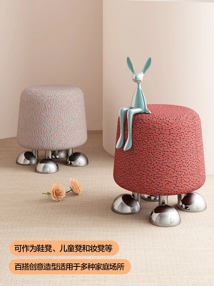 XL Cute Small round Cloth Stool Low Pier Home Cloakroom Bedroom Dressing Stool