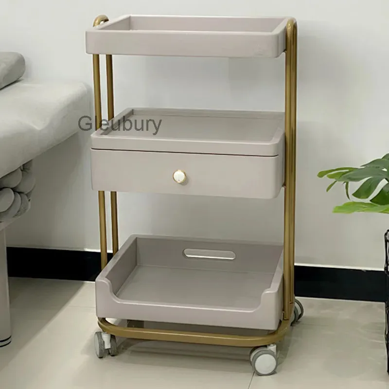Salon Metal Trolley Manicure Storage Lash Tattoo Cleaning Salon Trolley Hairdressing Utility Cart Furniture Gereedschap Kar Lstc
