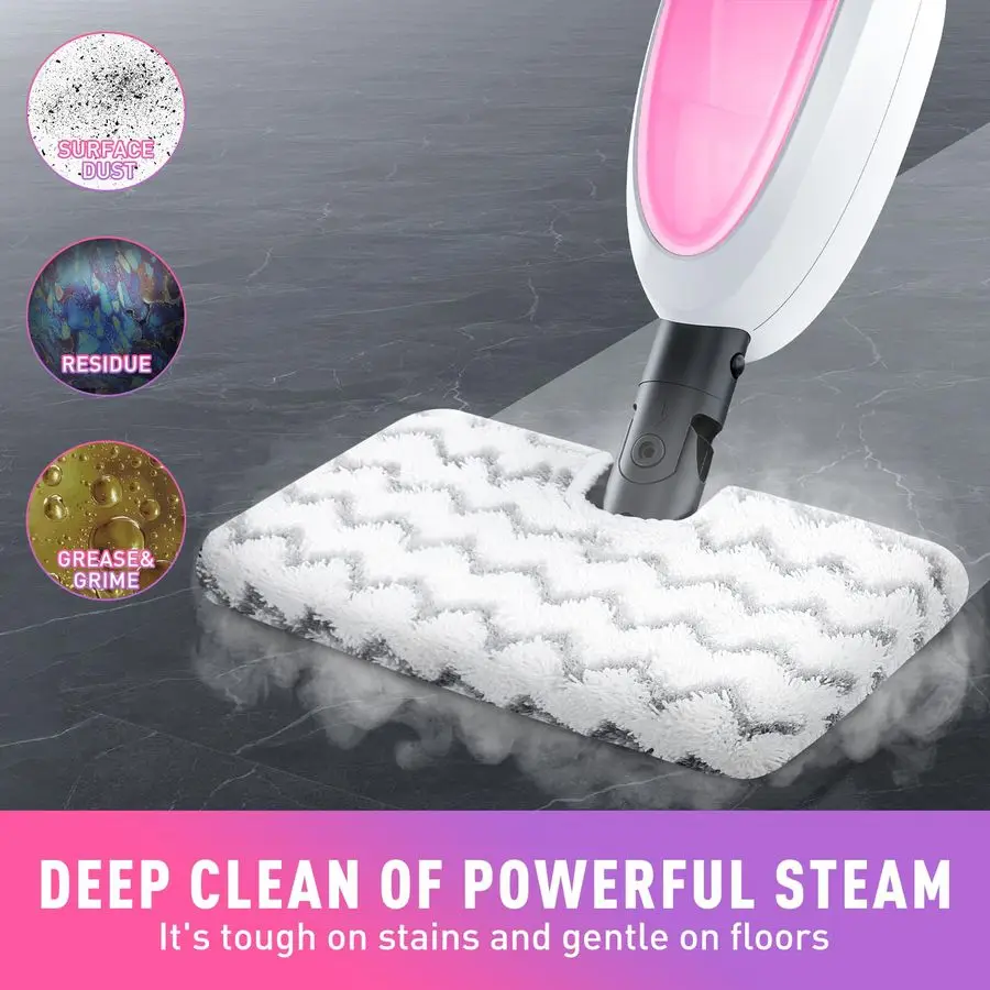 Mop, Detachable Handheld Steam Cleaner with 10in1 Multipurpose Accessories, Twosided Mop, Double Cleaning Area, Multi Surfaces S