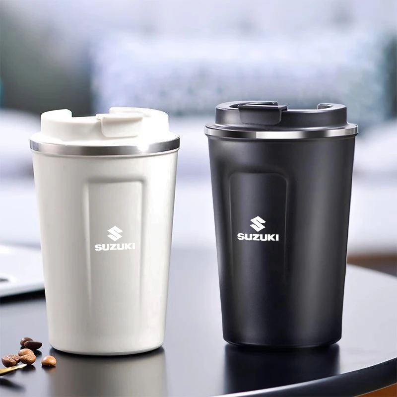 Taza de café para coche de 380ML, taza térmica de viaje de acero inoxidable, llave para Suzuki Ignis Samurai Kaiser Swift Jimny Swace Baleno Alto Vitara