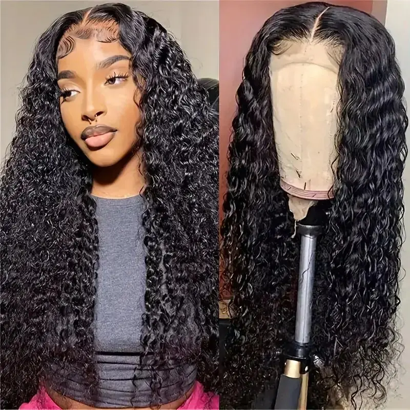 Rosabeauty Deep Wave 250% Density 13x4 HD Lace Front Human Hair Wigs 5X5 Preplucked Glueless Ready To Go Curly Wig 40 Inches