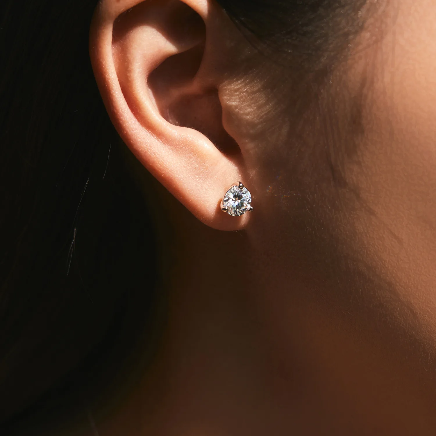 Ts 0,5/1 Karat 925 Sterling Silber Moissanit Ohrstecker für Damen und Herren mit Zertifikat D-Farbe Moissanit Ohrstecker Fein – Detail 3