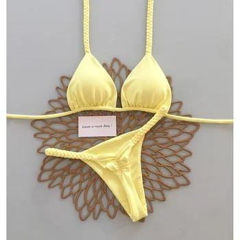 Push Up Micro Bikini Set 2 Micro Bikinis 2025 Push Up Women Swimsuits Sexy Swimwear Brazilian Bikini Set Thong Biquini Solid Swimsuit Summer Beachwear 2