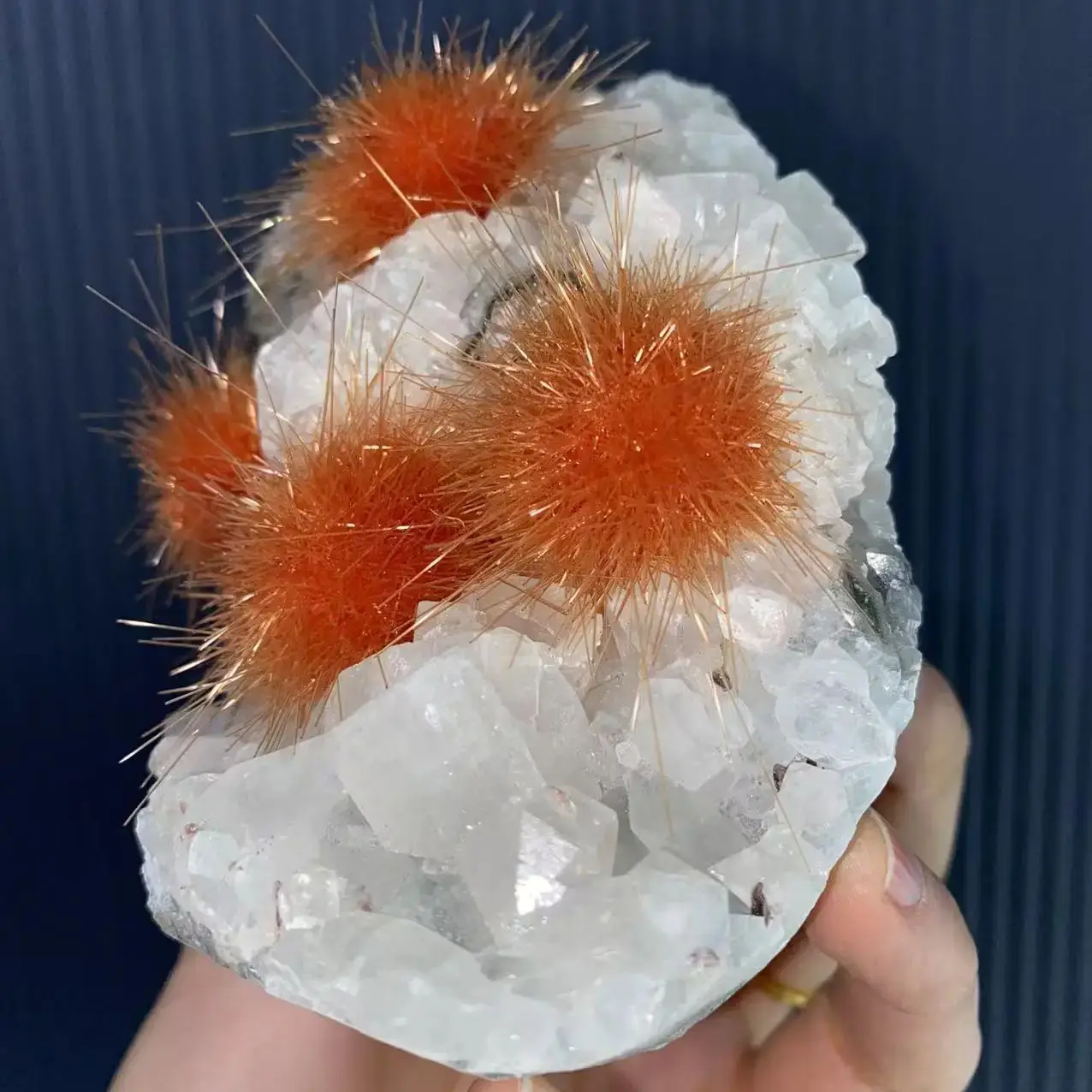 Natural White Crystal Clusters Symbiosis Orange Goethite,White Quartz Clusters,Mineral Reiki Healing,Wealth,Demagnetization