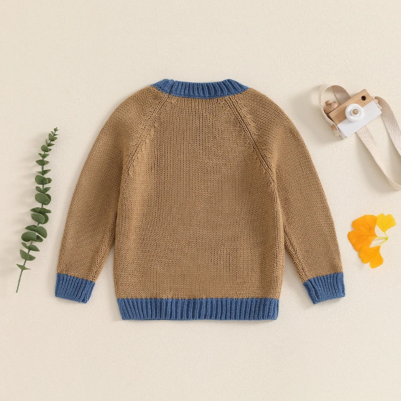 2024-06-06 Lioraitiin Baby Sweater, Long Sleeve O-Neck Contrast Color Winter Warm Knit Pullover Sweater Clothes for Girls Boys