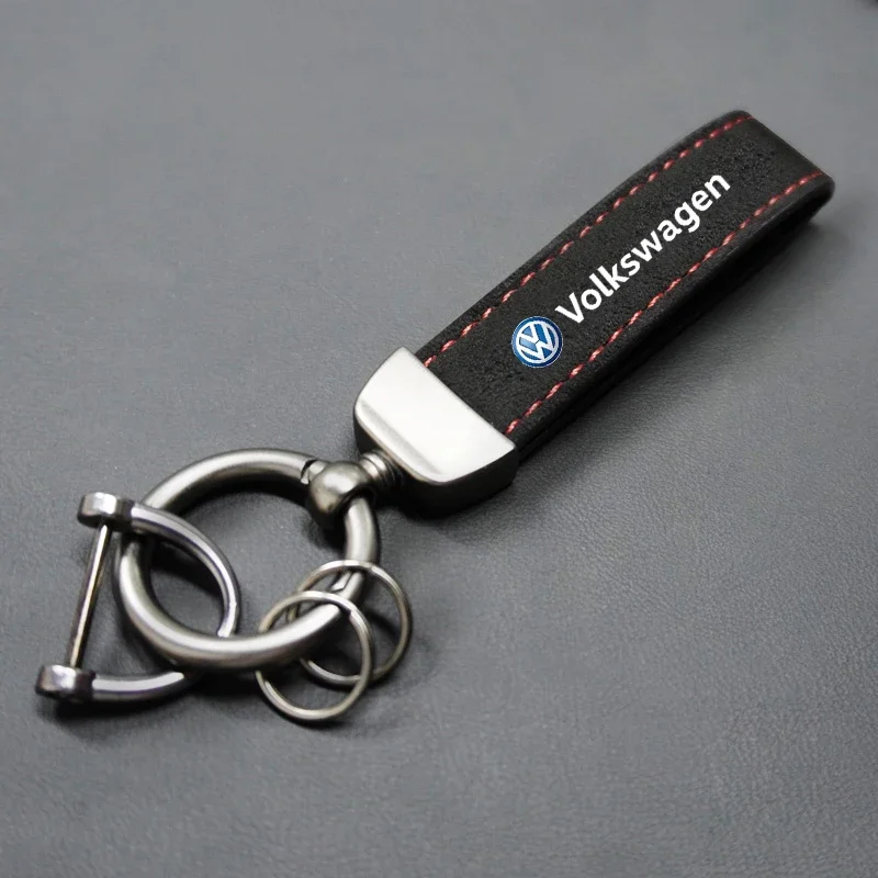 Suede Leather Metal Buckle Car Keychains Key Chain Rings For VW Volkswagen Golf Polo Passat Tiguan Touran Jetta Auto Accessories