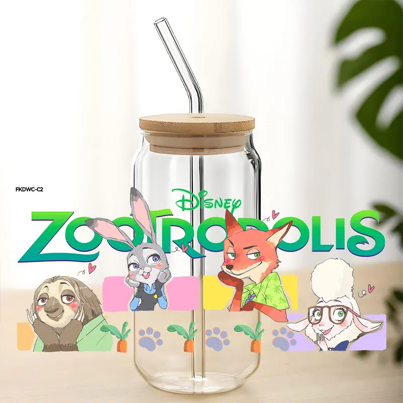 Zootopia 2, decoratieve waterbekerstickers Nick Wilde Judy Hopps Dtf-stickers UV-verpakking Afdrukken Kristal Cartoon DIY-stickers