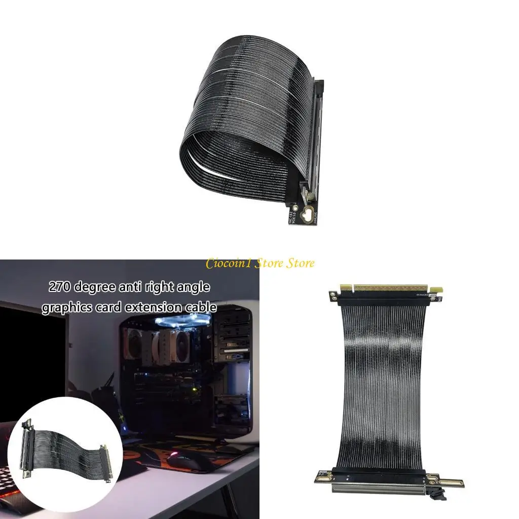 

A3PC Advanced PCIe 5.0 x16 Extender Extender Extender Cable 270 ° REverseright Agled с золотыми соединителями и металлическим