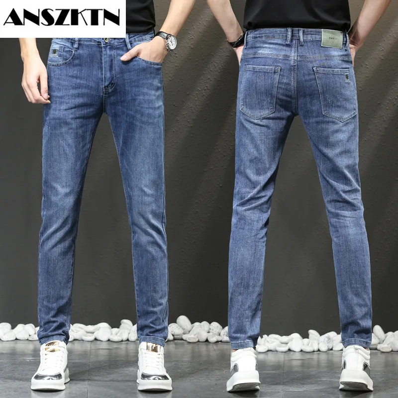 

ANSZKTN Jeans men's straight Korean version of the trend wild boys' retro Hong Kong style cropped fashion brand ins men's pants