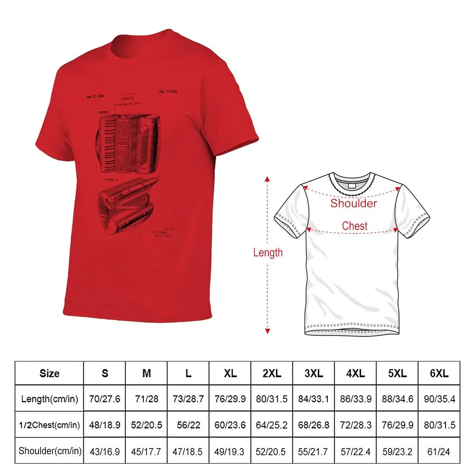 New Accordion Patent 1938 - Black T-Shirt new edition t shirt animal print shirt for boys quick-drying t-shirt t shirt for men