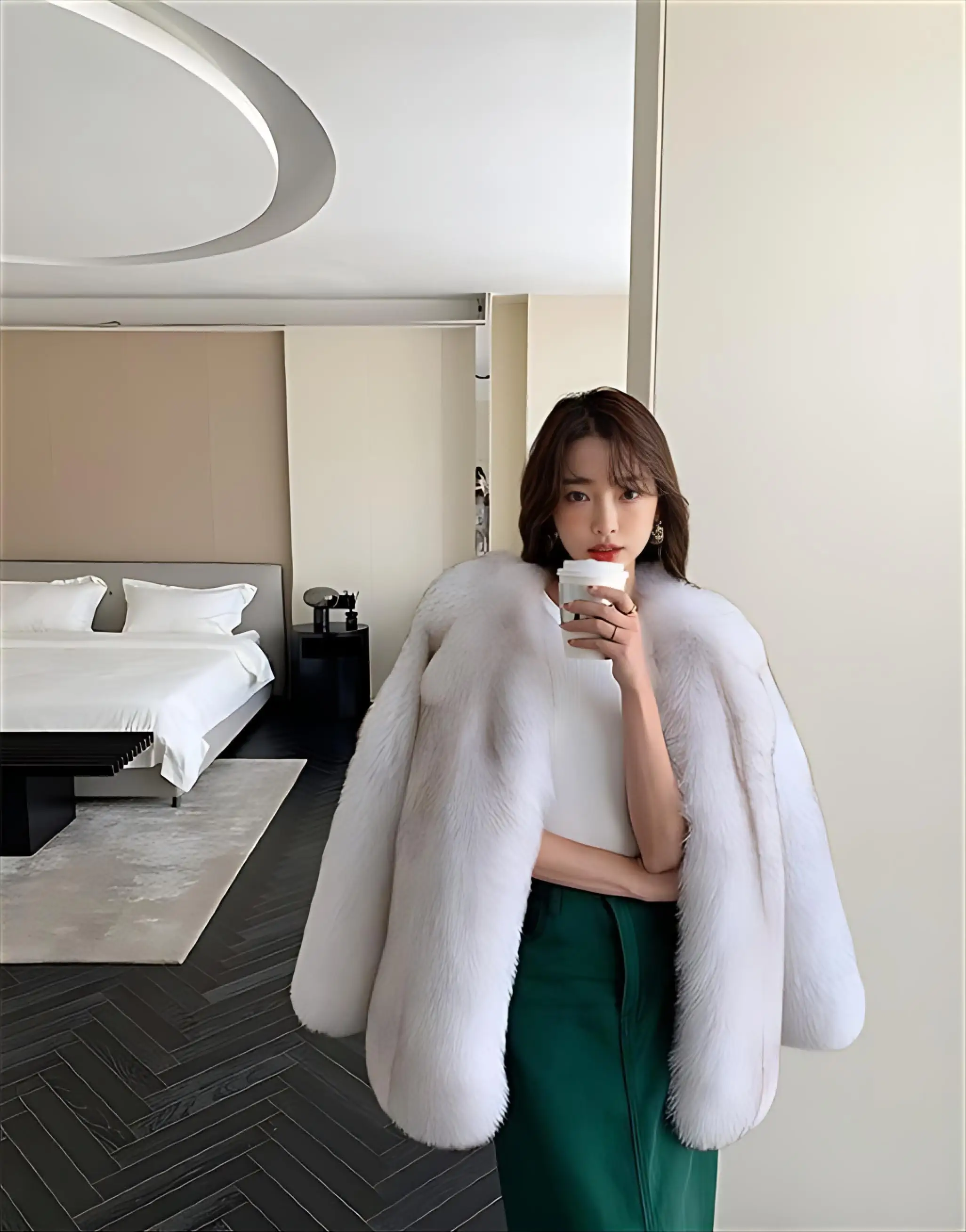 Cappotti multicolori in pelliccia sintetica da donna inverno addensato oversize Highstreet accogliente premium regolabile senza cuciture girocollo rovesciato slim