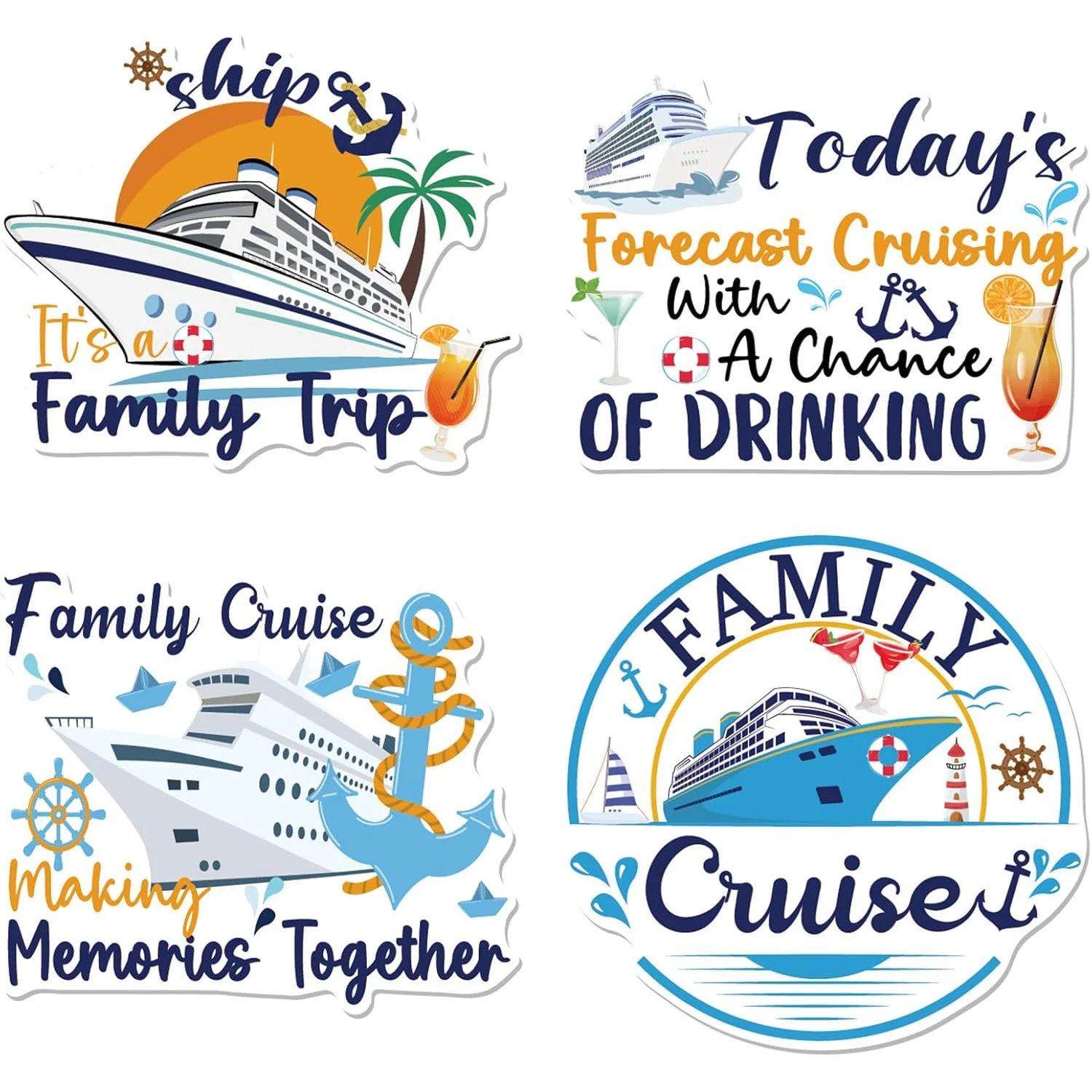 Large Cruise Door Decorations Magnetic - Cosmisun 4 PCS Family Themed Cruise Ship Door Decorations Magnets Funny Sea Navigation